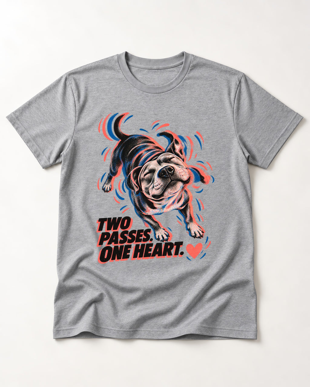 Two Passes One Heart Pitbull T-Shirt in Sport Grey, flat lay product photo