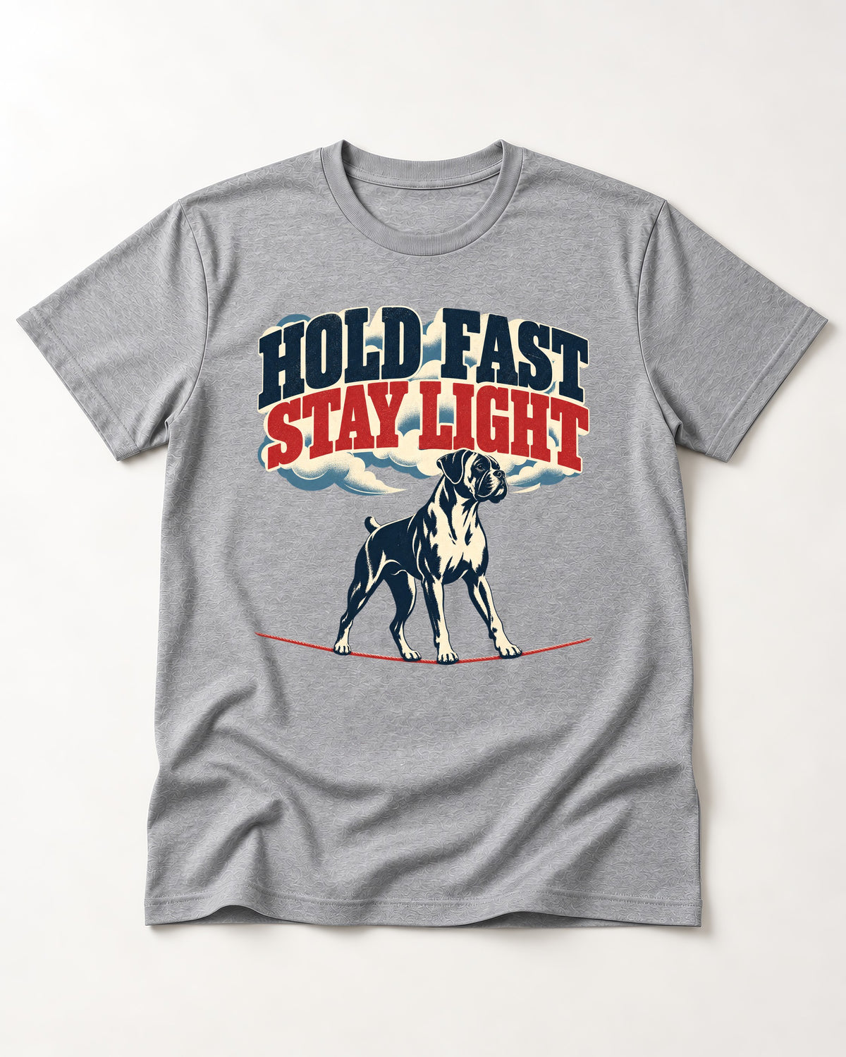 Hold Fast Stay Light Boxer Cloud Graphic T-Shirt in Sport Grey, flat lay product photo