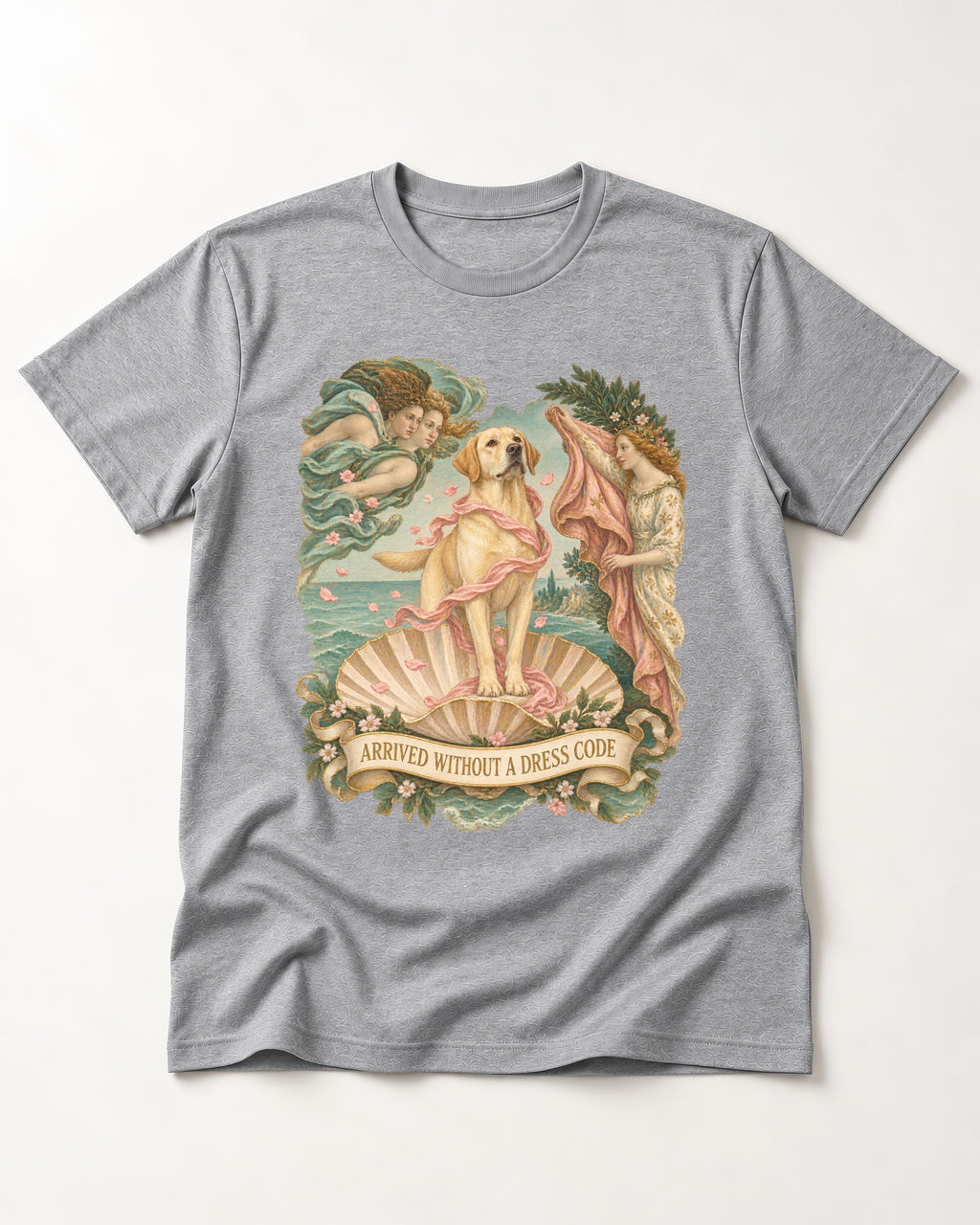 Labrador Retriever Without a Dress Code T-Shirt in Sport Grey, flat lay product photo