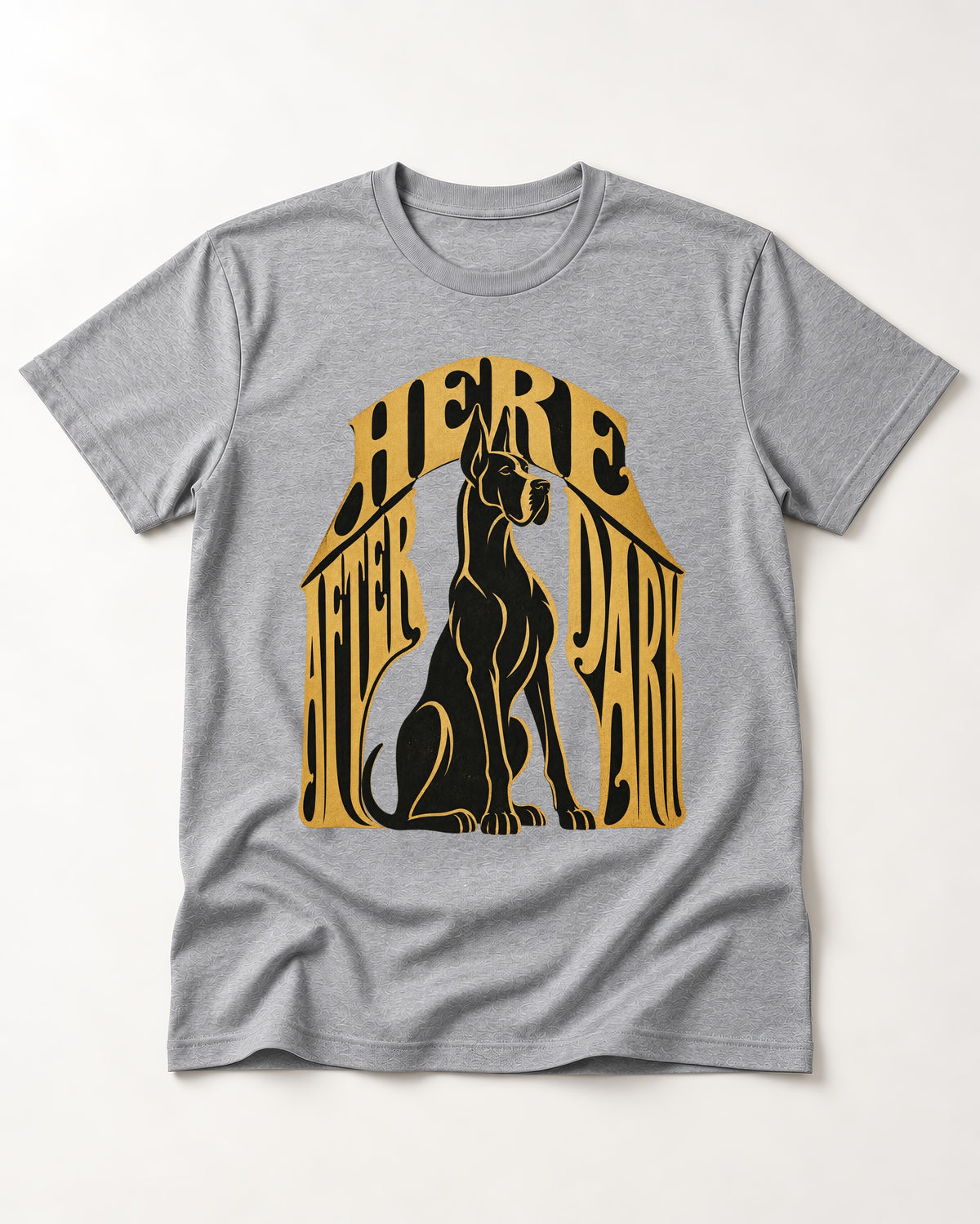 Great Dane Here After Dark T-Shirt in Sport Grey, flat lay product photo