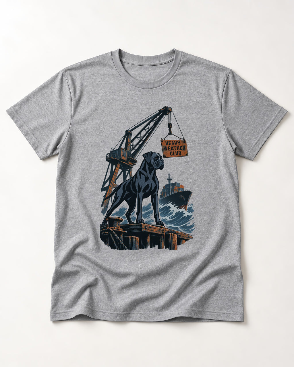 Boxer Heavy Weather Club T-Shirt in Sport Grey, flat lay product photo