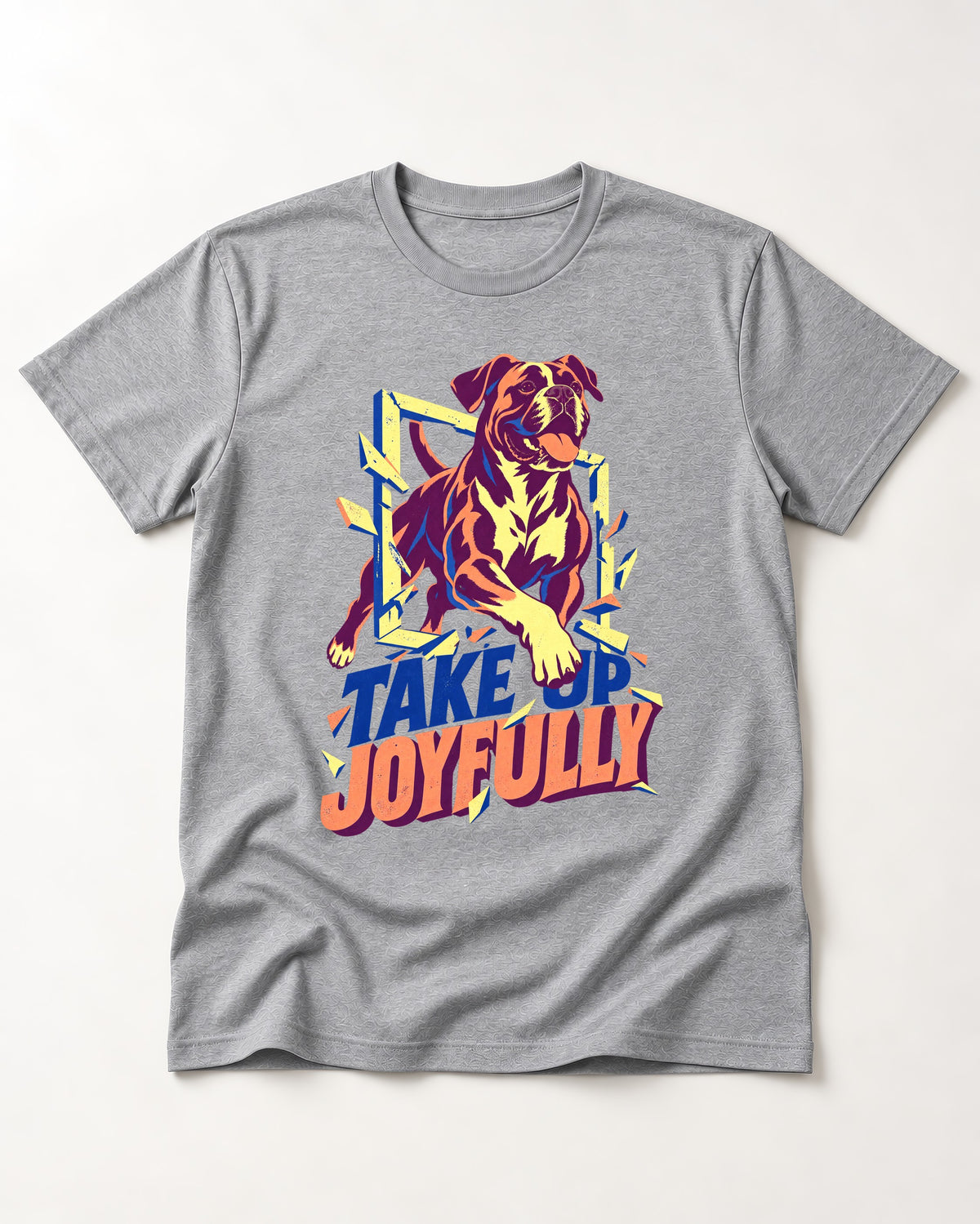 Take Up Joyfully Boxer Breakthrough Graphic T-Shirt in Sport Grey, flat lay product photo
