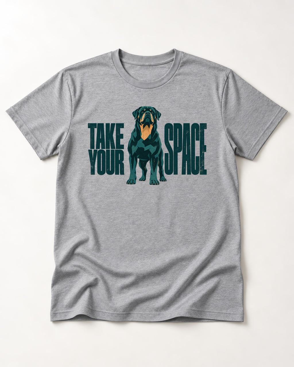 Rottweiler Take Your Space T-Shirt in Sport Grey, flat lay product photo