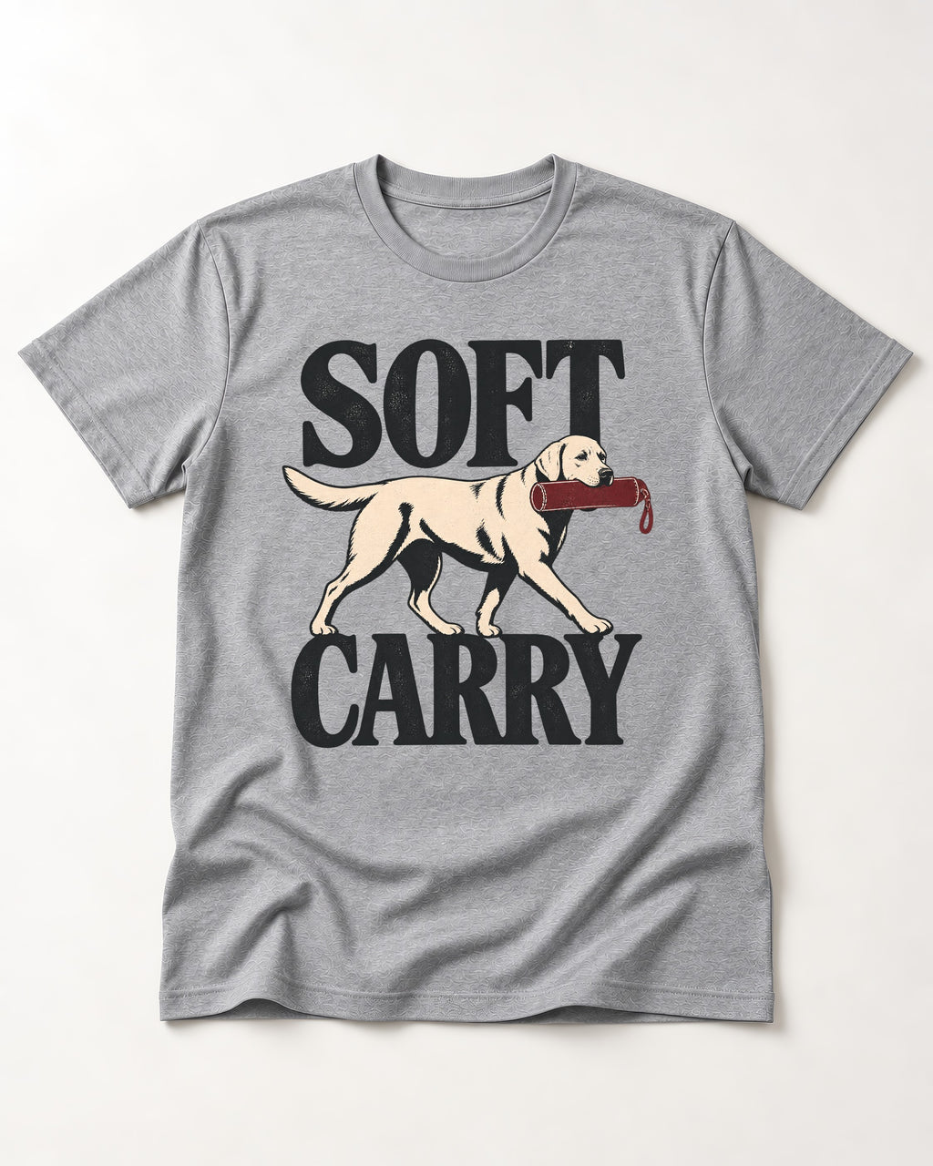 Soft Carry Labrador Retriever T-Shirt in Sport Grey, flat lay product photo