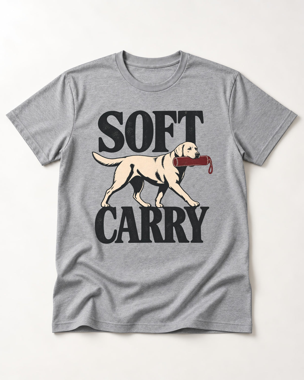 Soft Carry Labrador Retriever T-Shirt in Sport Grey, flat lay product photo