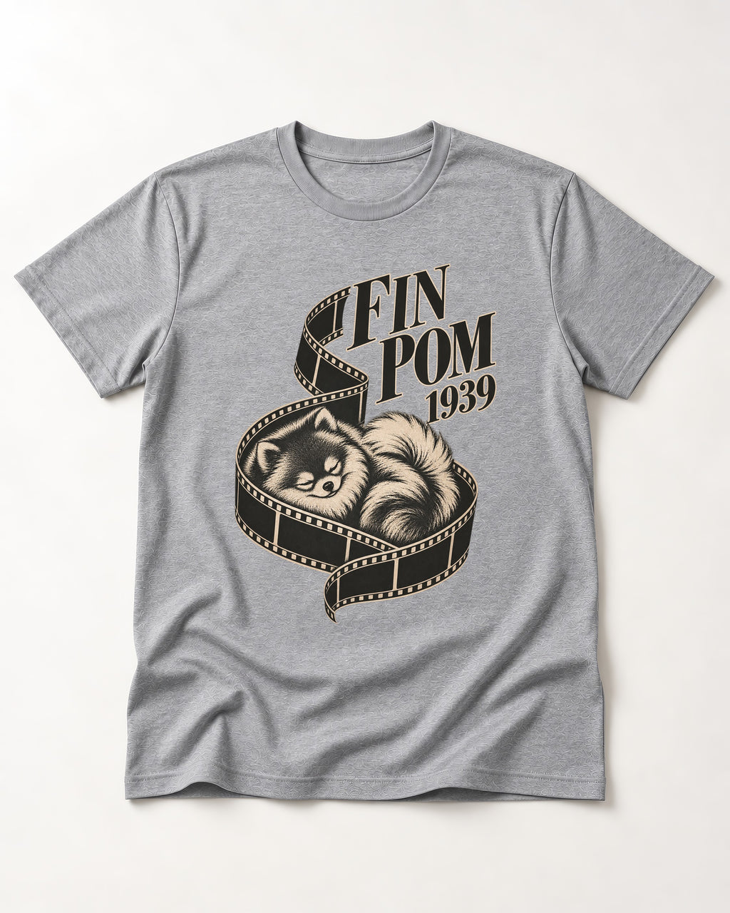 Fin Pomeranian T-Shirt in Sport Grey, flat lay product photo