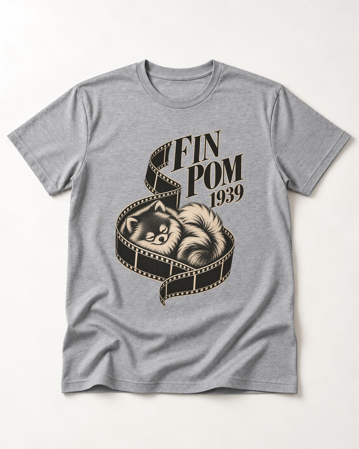 Fin Pomeranian T-Shirt in Sport Grey, flat lay product photo