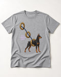 Doberman Pass Through Light Ring Graphic T-Shirt in Sport Grey, flat lay product photo