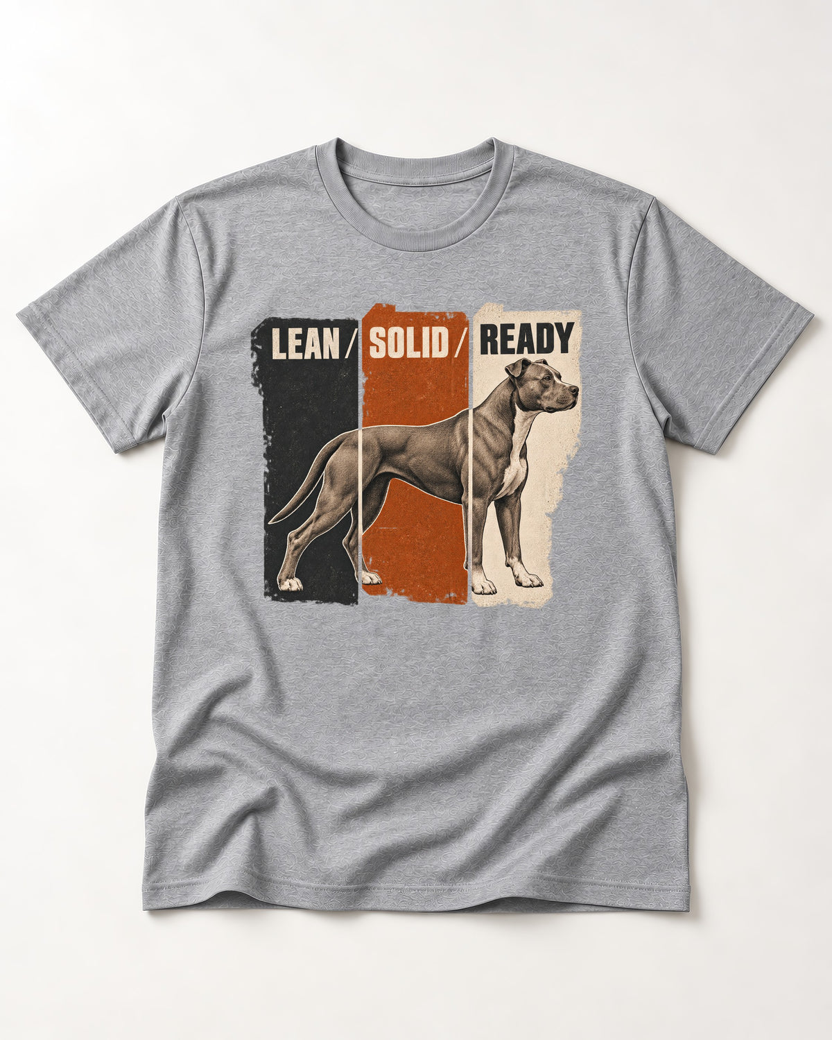 Pitbull Lean Solid Ready Triptych Graphic T-Shirt in Sport Grey, flat lay product photo