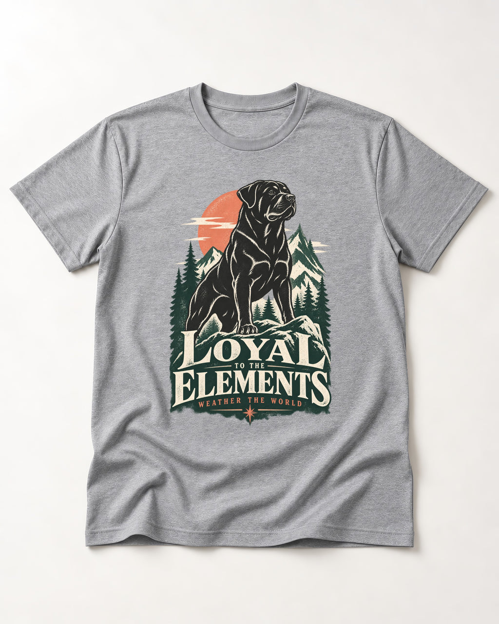 Rottweiler Loyal to the Elements T-Shirt in Sport Grey, flat lay product photo