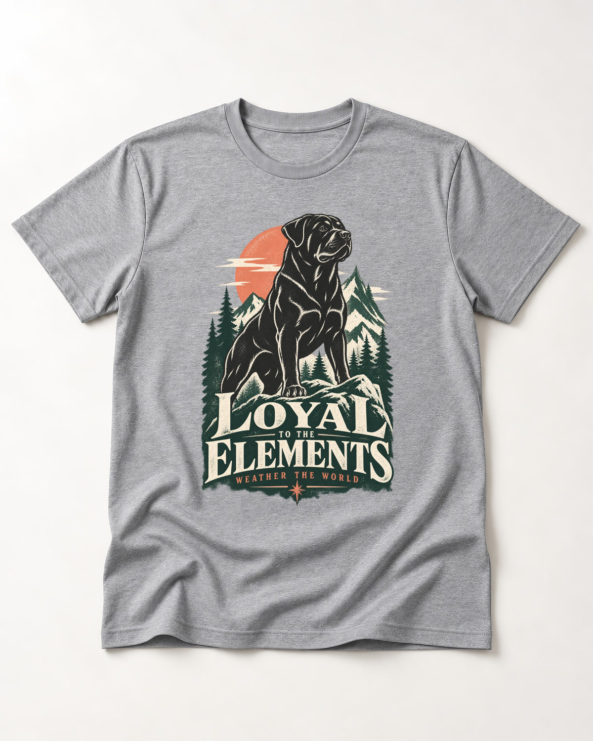 Rottweiler Loyal to the Elements T-Shirt in Sport Grey, flat lay product photo