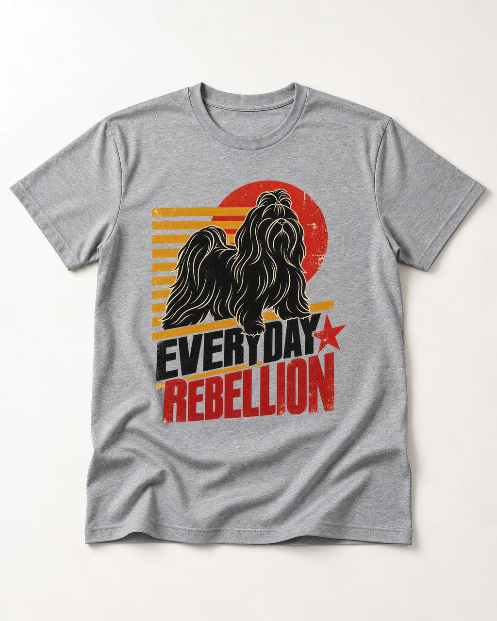 Everyday Rebellion Shih Tzu T-Shirt in Sport Grey, flat lay product photo