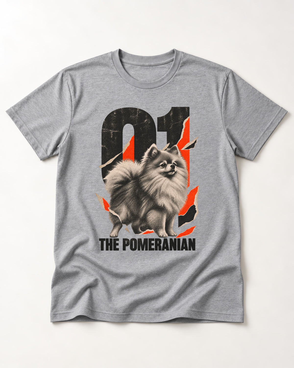 The Pomeranian T-Shirt in Sport Grey, flat lay product photo