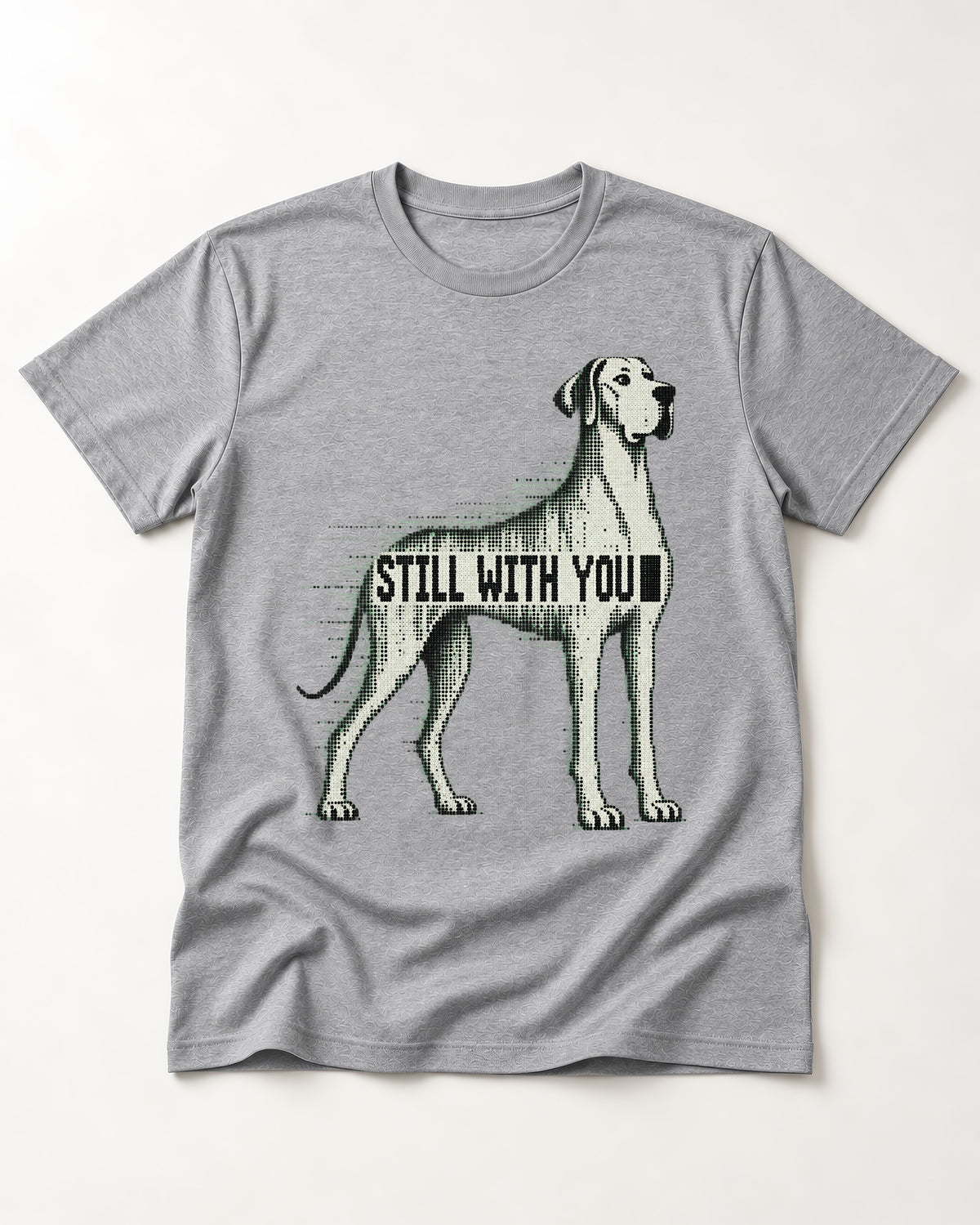 Still with You Great Dane T-Shirt in Sport Grey, flat lay product photo