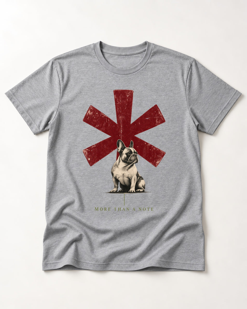 Frenchie More Than a Note T-Shirt in Sport Grey, flat lay product photo