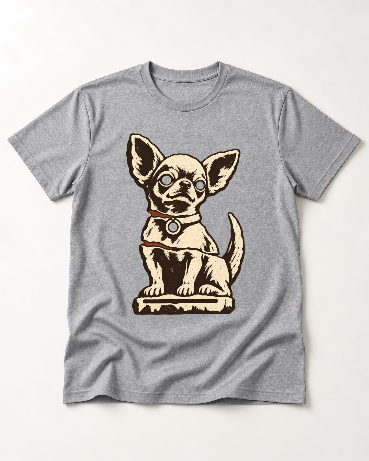 Chihuahua's Eternal Vigil T-Shirt in Sport Grey, flat lay product photo