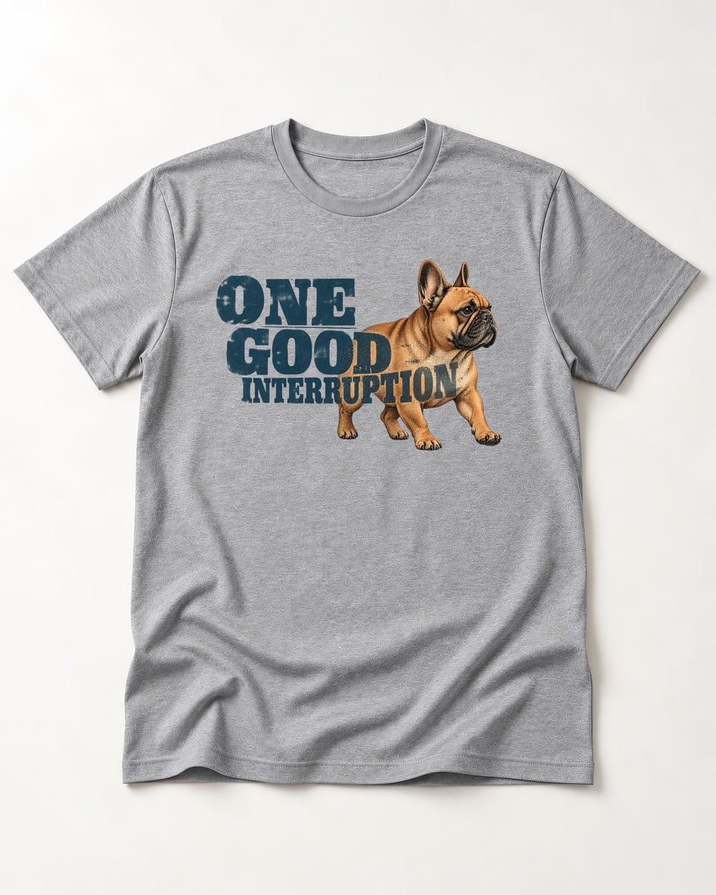 One Good Frenchie Interruption T-Shirt in Sport Grey, flat lay product photo