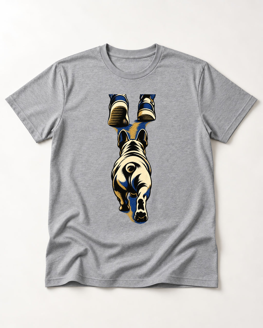 Frenchie Wherever I Go T-Shirt in Sport Grey, flat lay product photo