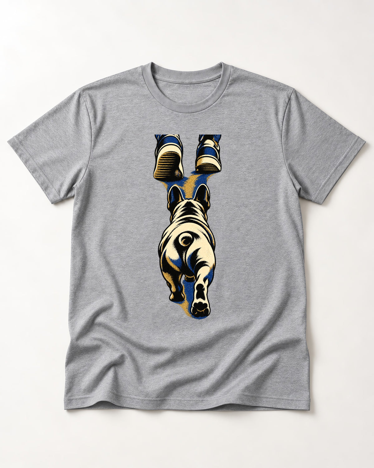Frenchie Wherever I Go T-Shirt in Sport Grey, flat lay product photo