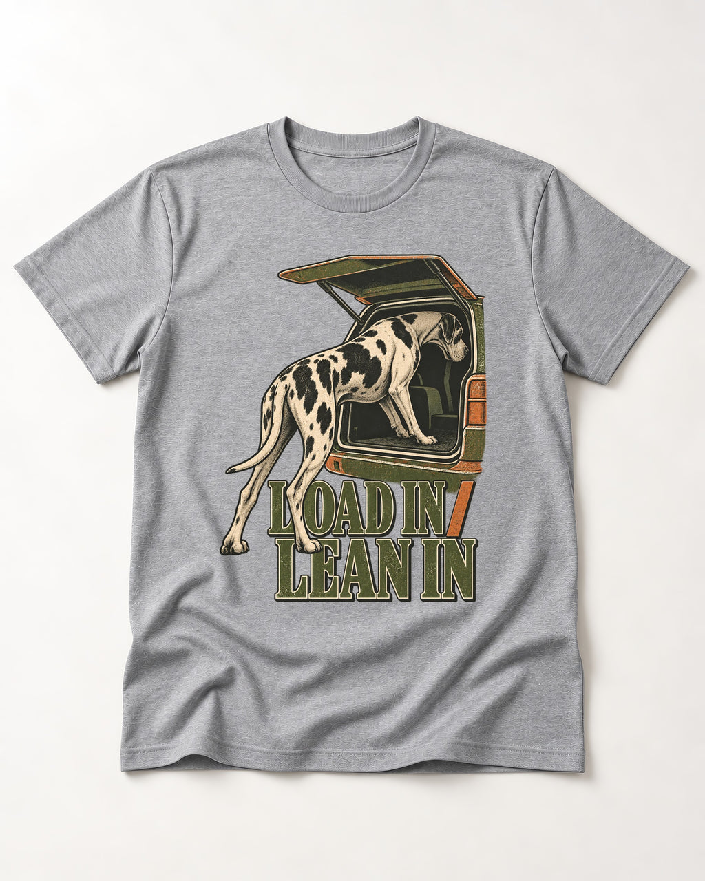 Great Dane Loadin' Leanin' T-Shirt in Sport Grey, flat lay product photo