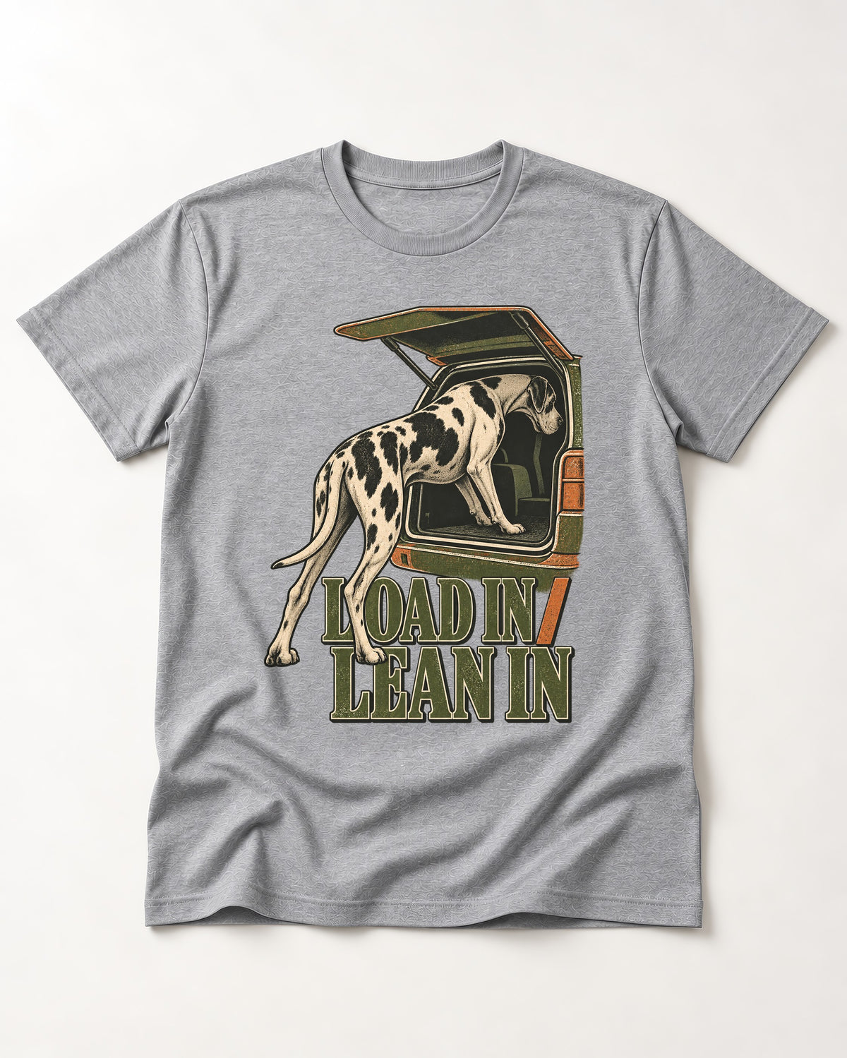 Great Dane Loadin' Leanin' T-Shirt in Sport Grey, flat lay product photo