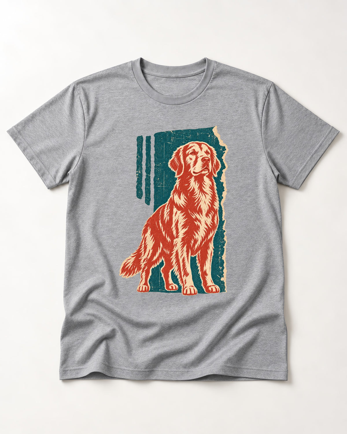 Golden Retriever Steadfast Heart T-Shirt in Sport Grey, flat lay product photo