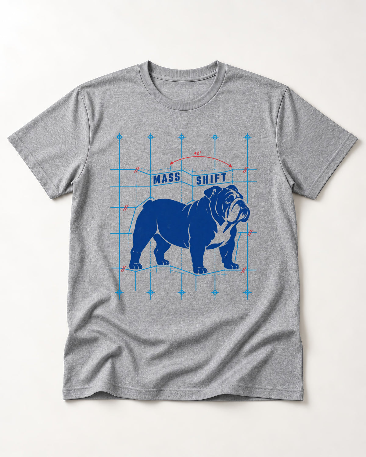 Mass Shift English Bulldog T-Shirt in Sport Grey, flat lay product photo