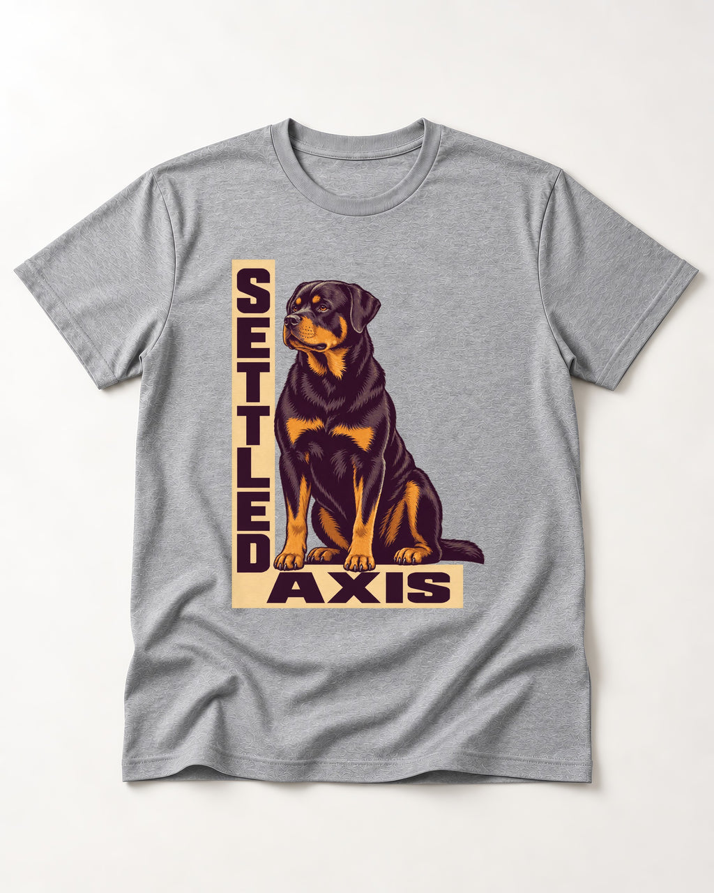 Settled Axis Rottweiler T-Shirt in Sport Grey, flat lay product photo