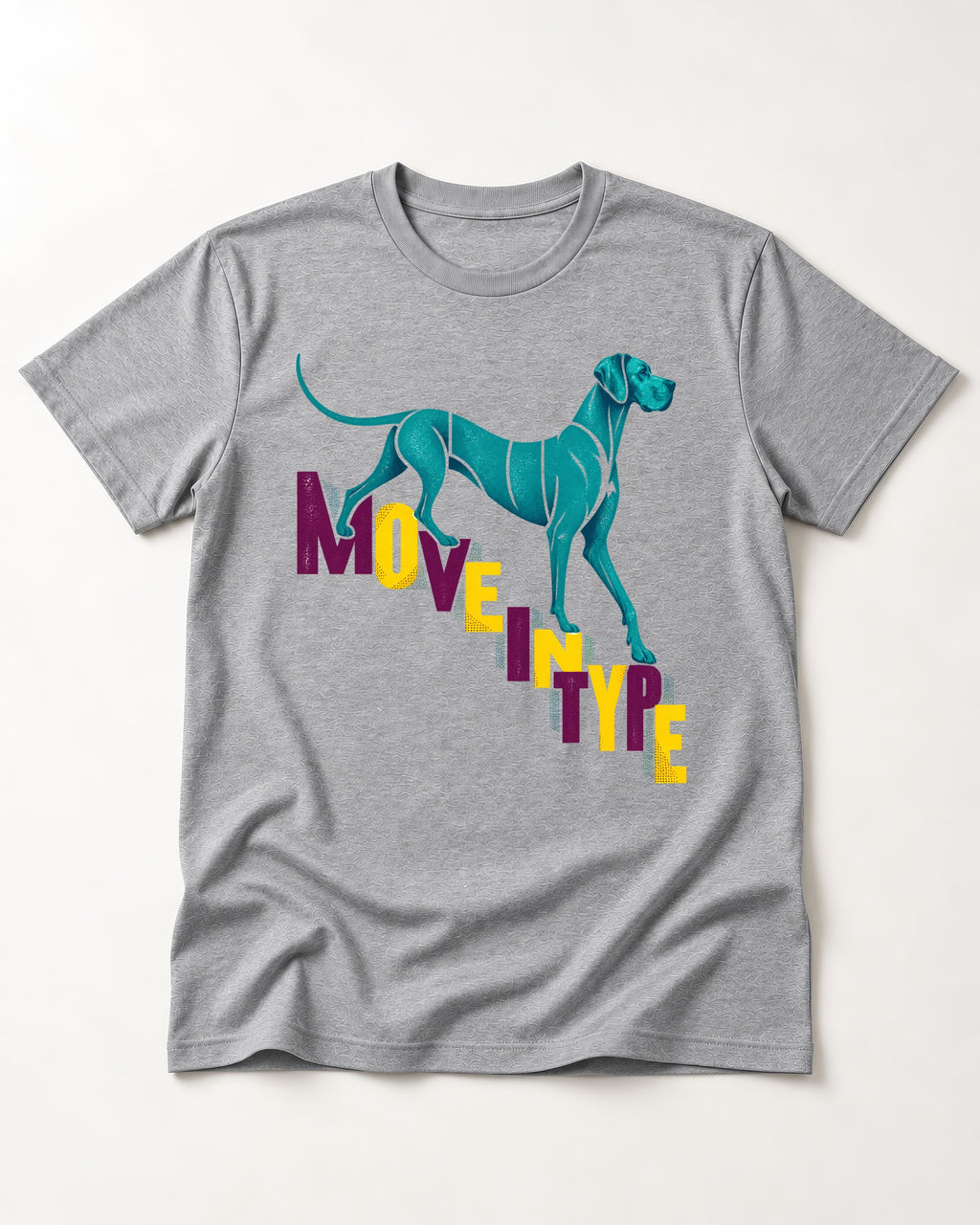 Great Dane Move in Type T-Shirt in Sport Grey, flat lay product photo