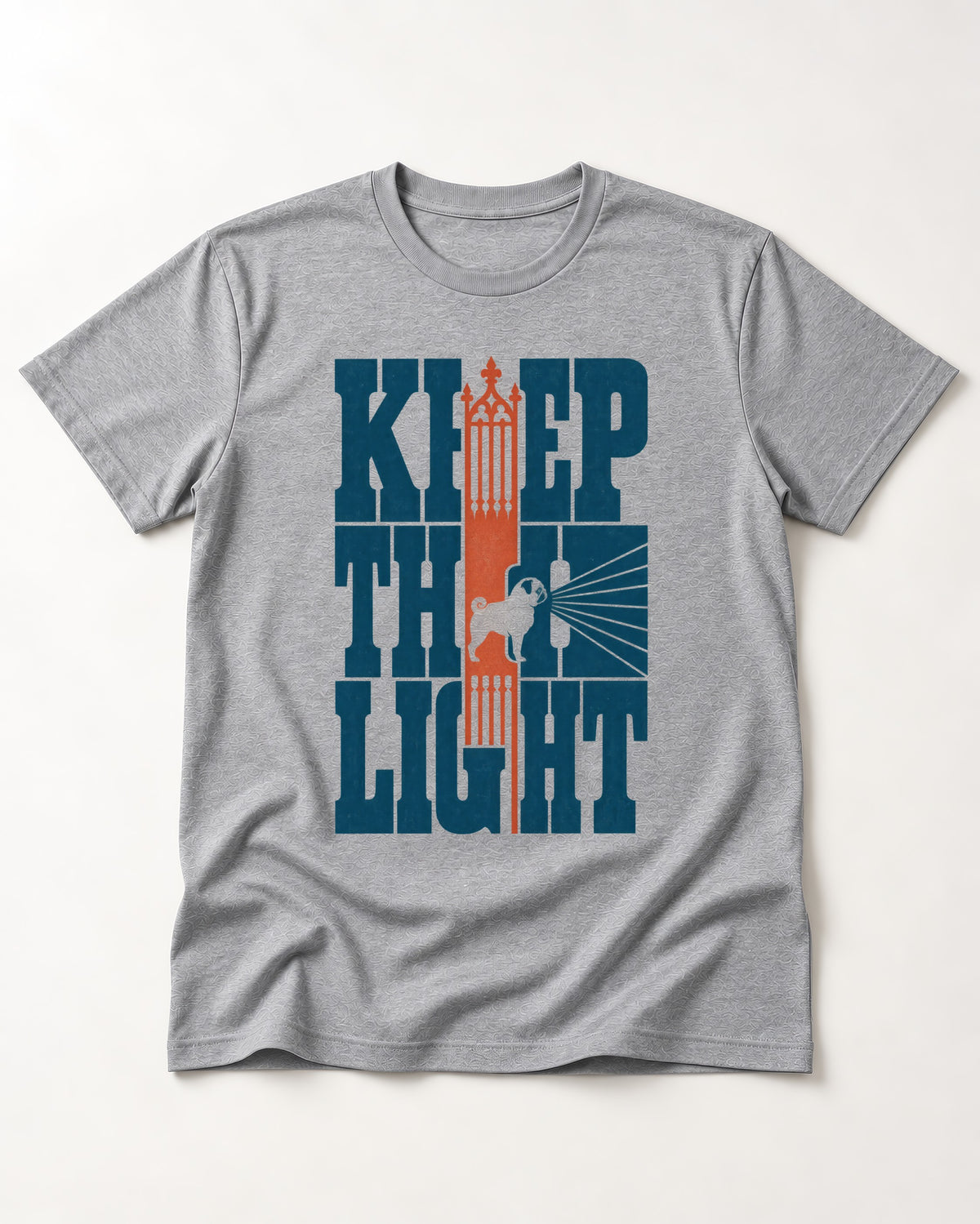 Keep the Pug Fight T-Shirt in Sport Grey, flat lay product photo