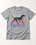 German Shorthaired Pointer Keep Going Gently Walking Graphic T-Shirt in Sport Grey, flat lay product photo