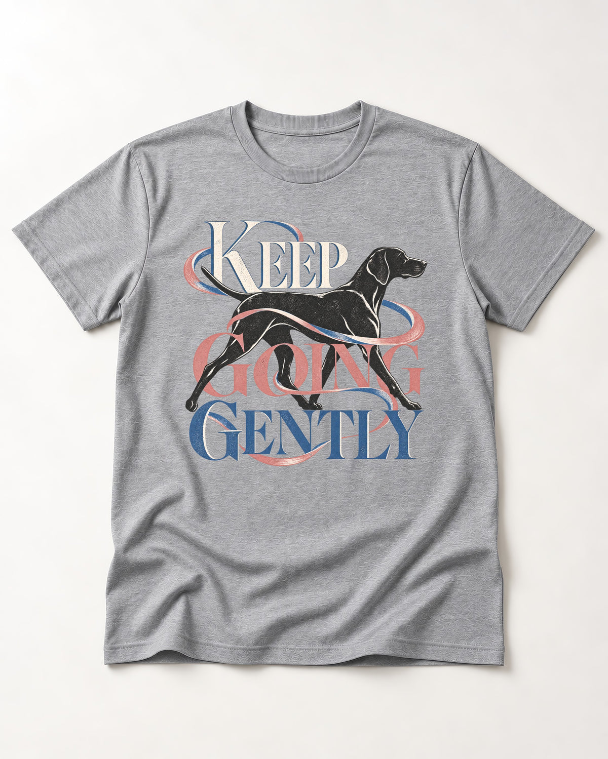 German Shorthaired Pointer Keep Going Gently Walking Graphic T-Shirt in Sport Grey, flat lay product photo