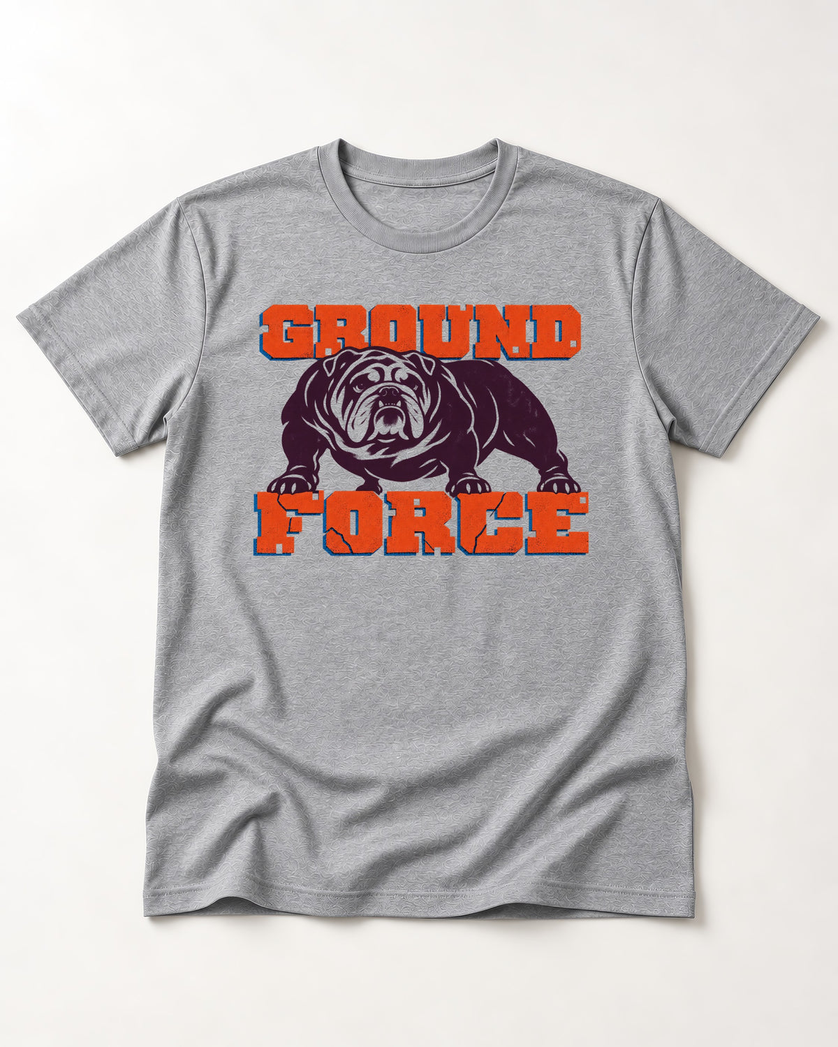 Ground Force English Bulldog T-Shirt in Sport Grey, flat lay product photo