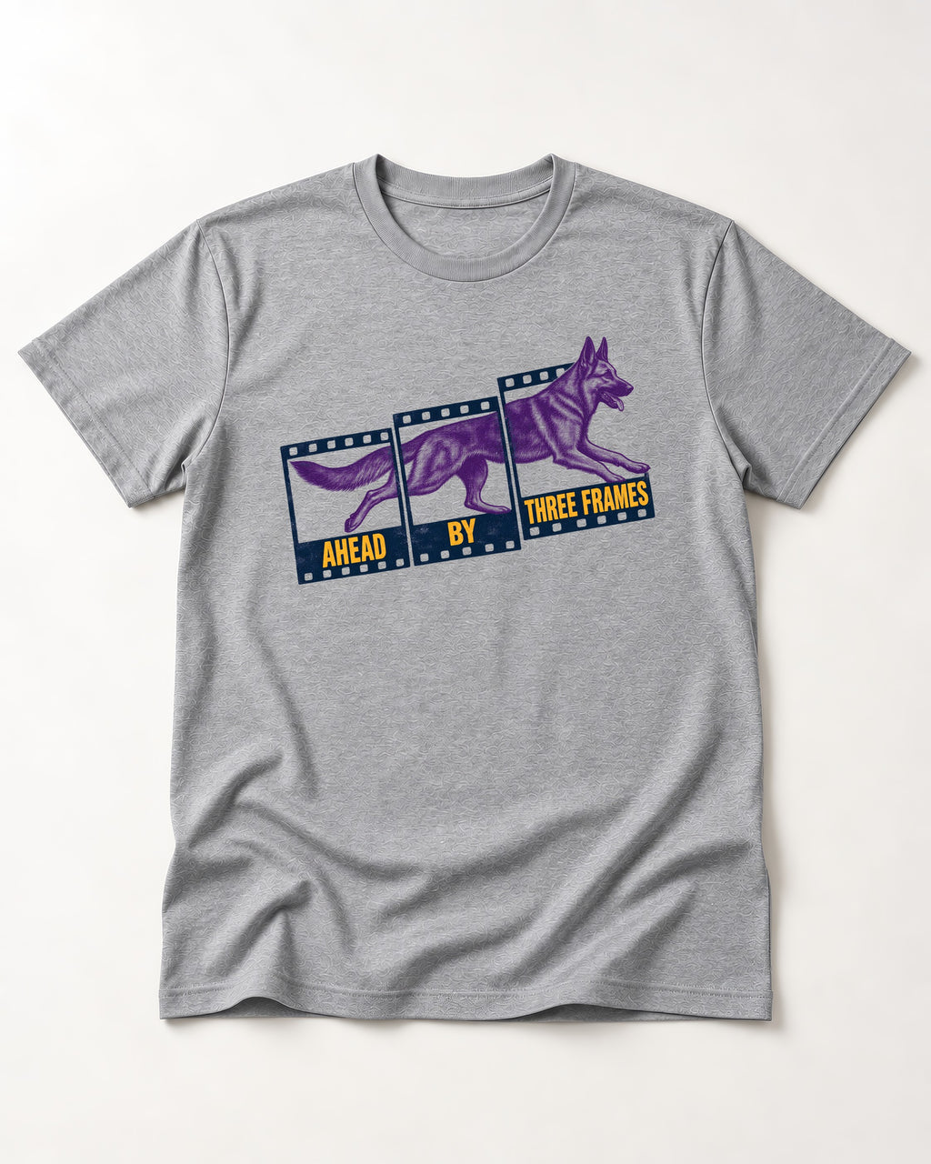 German Shepherd Dog Ahead by Three Frames T-Shirt in Sport Grey, flat lay product photo