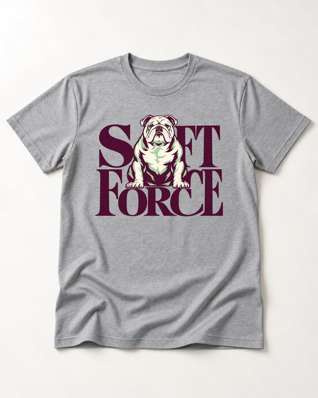 Set Force English Bulldog T-Shirt in Sport Grey, flat lay product photo