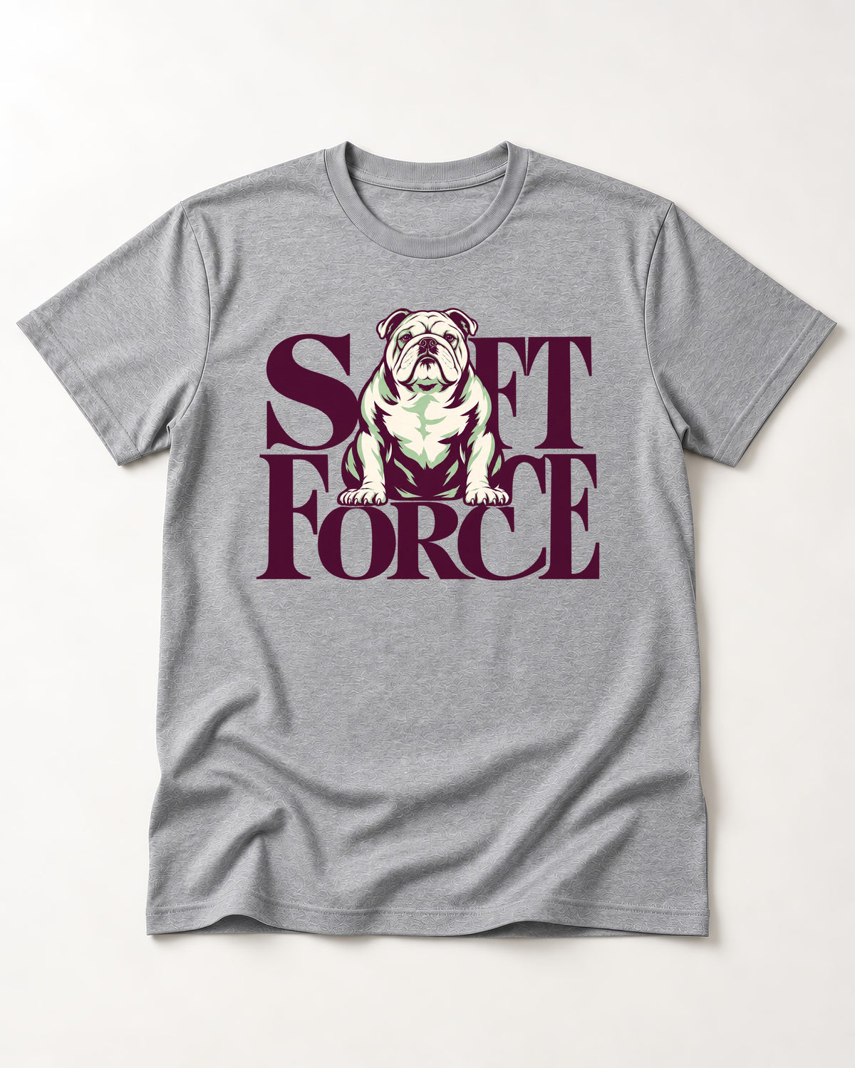 Set Force English Bulldog T-Shirt in Sport Grey, flat lay product photo