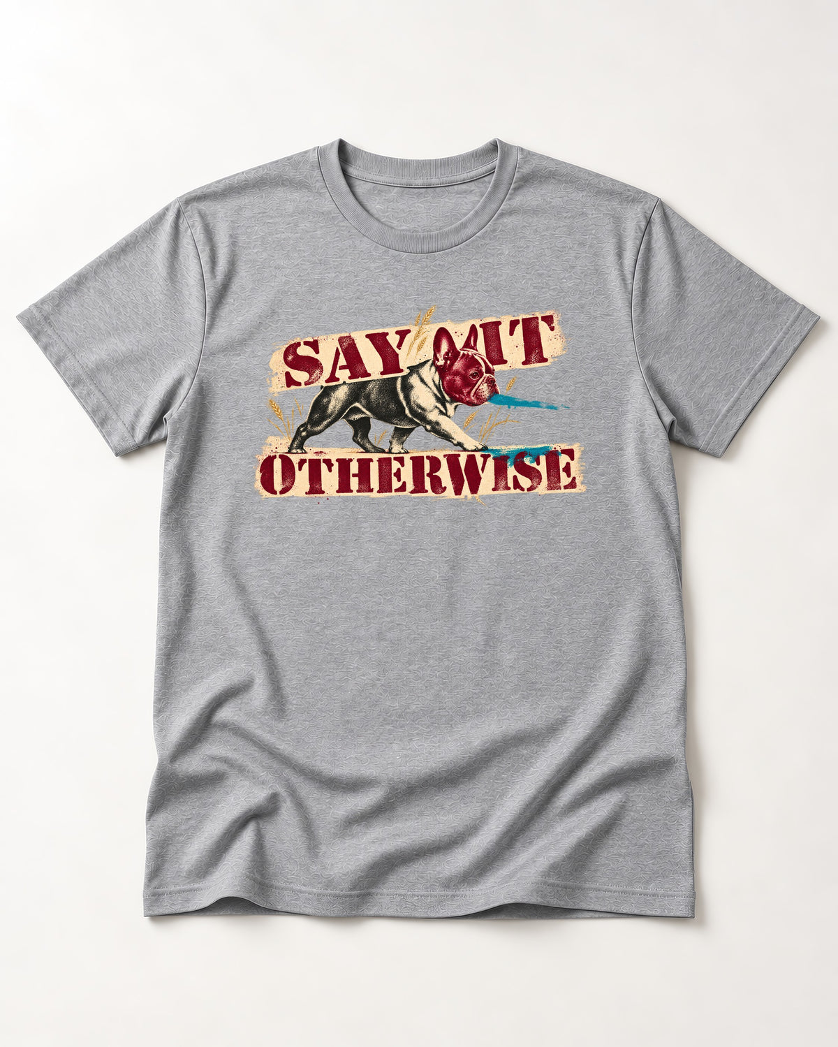 Say It Otherwise Frenchie T-Shirt in Sport Grey, flat lay product photo