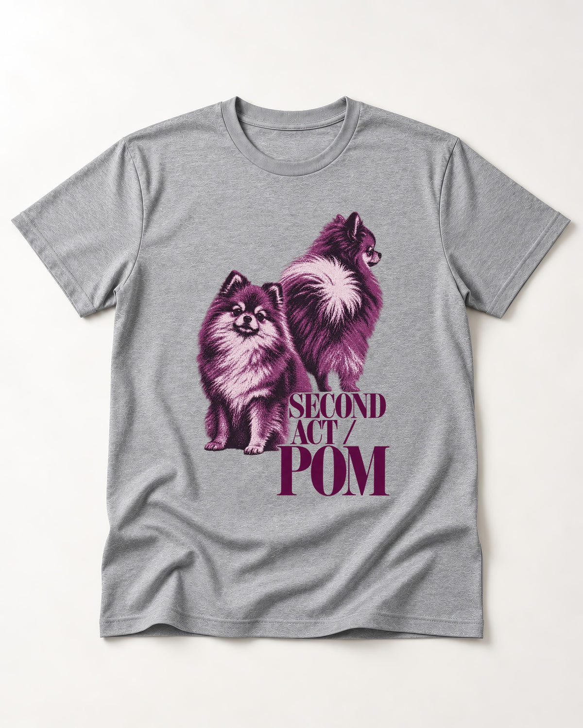 Second Act Pomeranian T-Shirt in Sport Grey, flat lay product photo