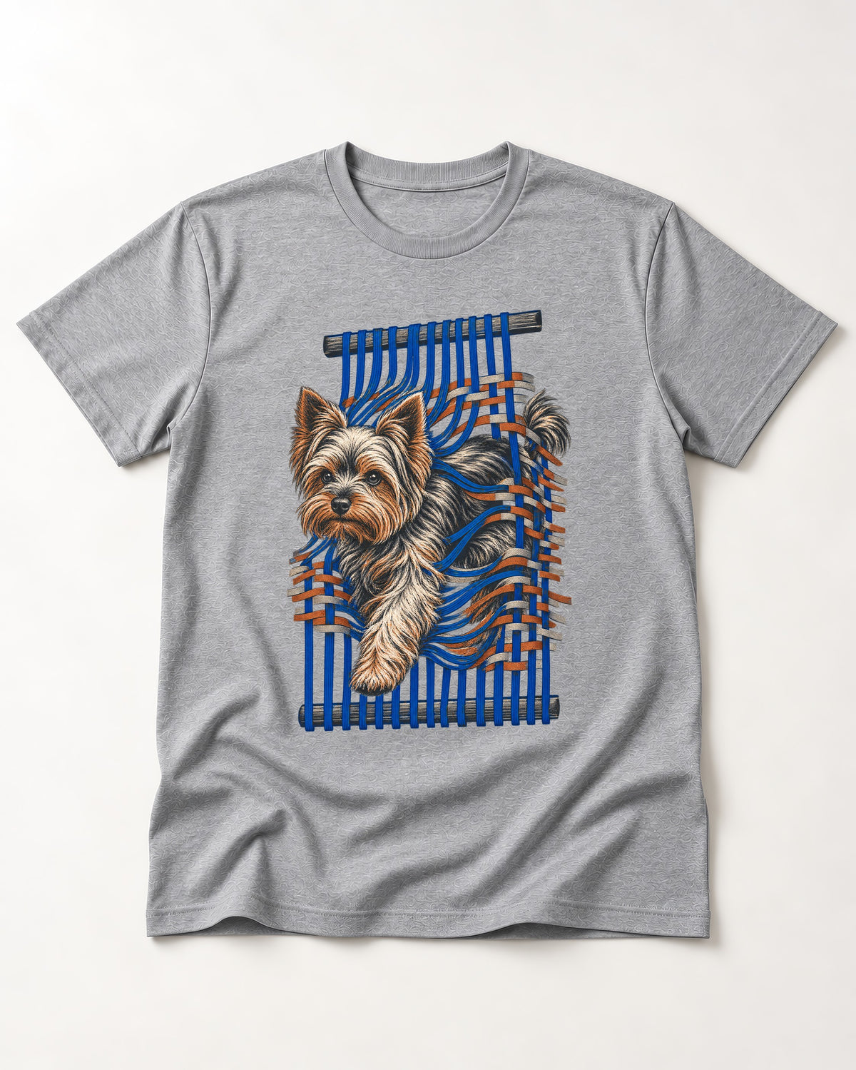 Yorkshire Terrier Unbound T-Shirt in Sport Grey, flat lay product photo