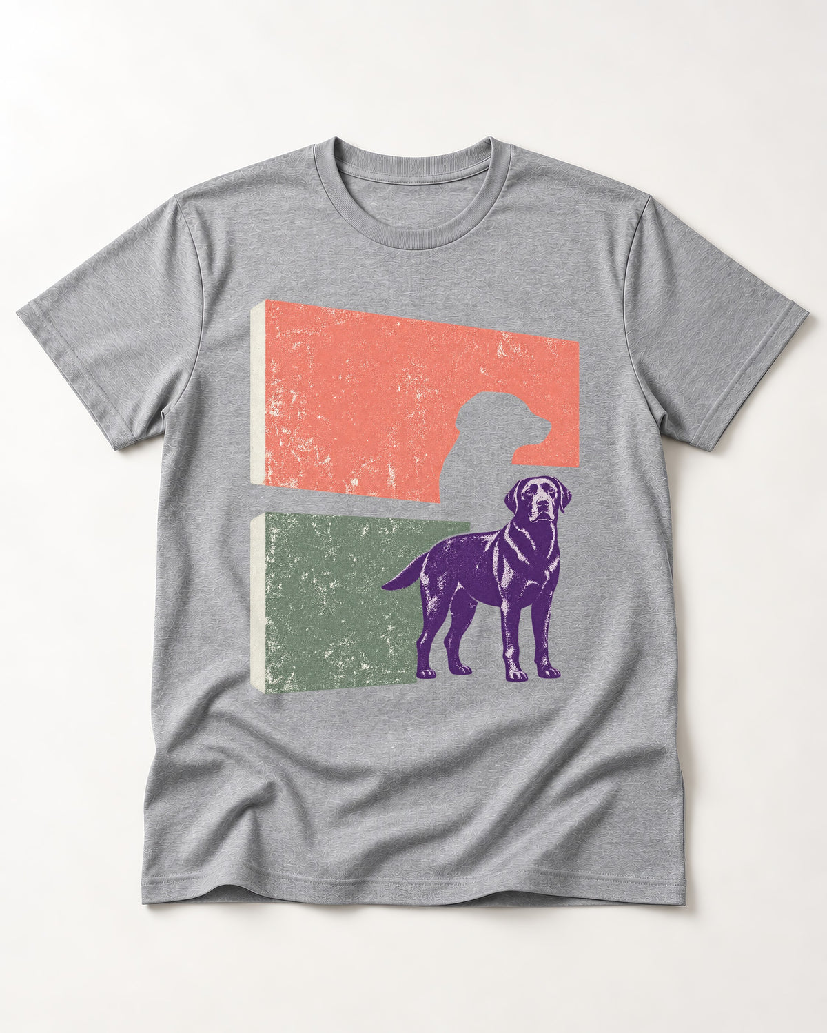 Labrador Retriever Field Test Brutalist Panels Graphic T-Shirt in Sport Grey, flat lay product photo