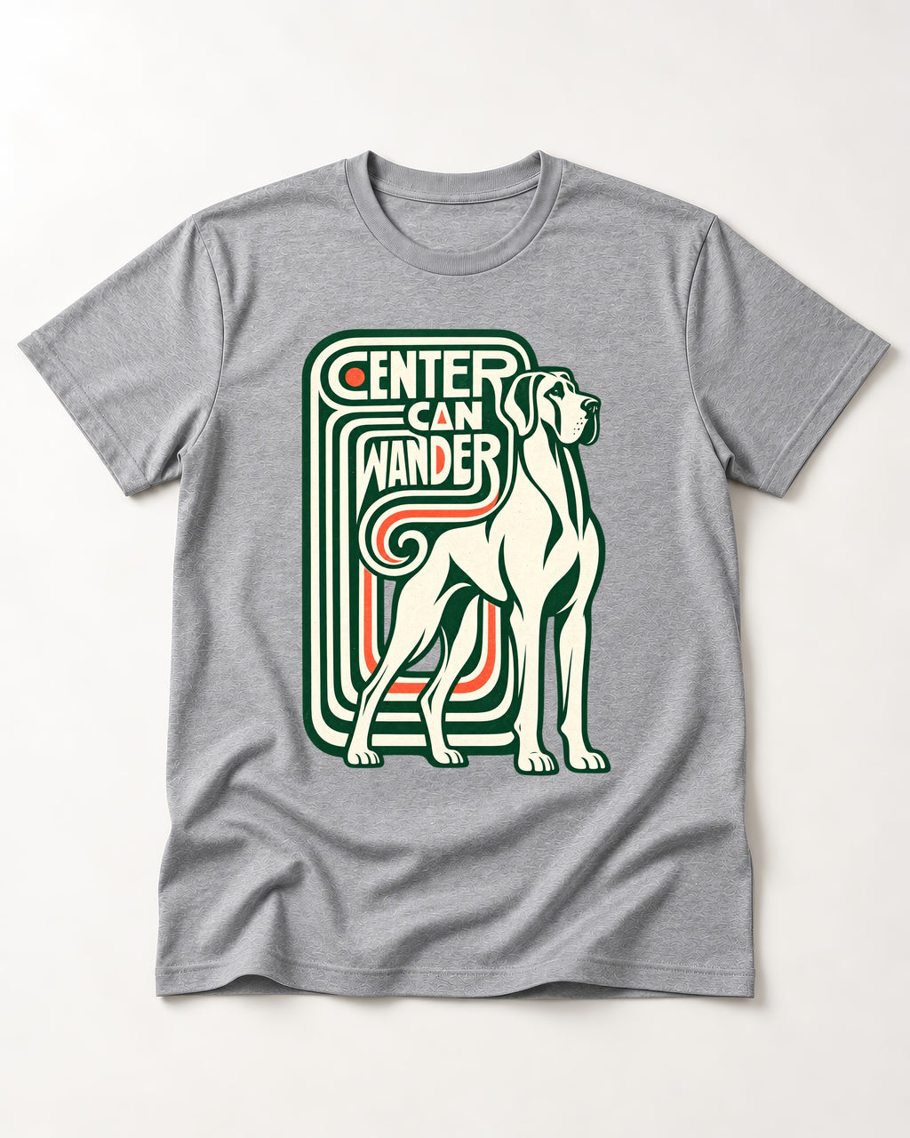 Great Dane Center Can Wander T-Shirt in Sport Grey, flat lay product photo