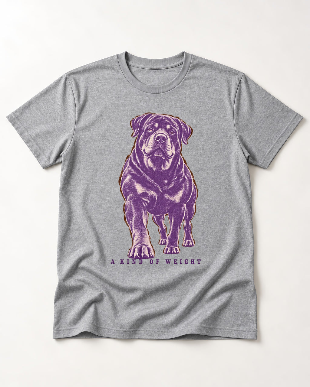 Rottweiler A Kind of Weight T-Shirt in Sport Grey, flat lay product photo