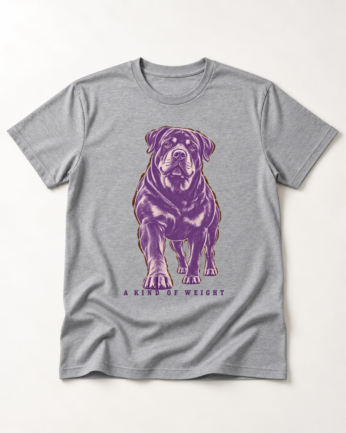 Rottweiler A Kind of Weight T-Shirt in Sport Grey, flat lay product photo