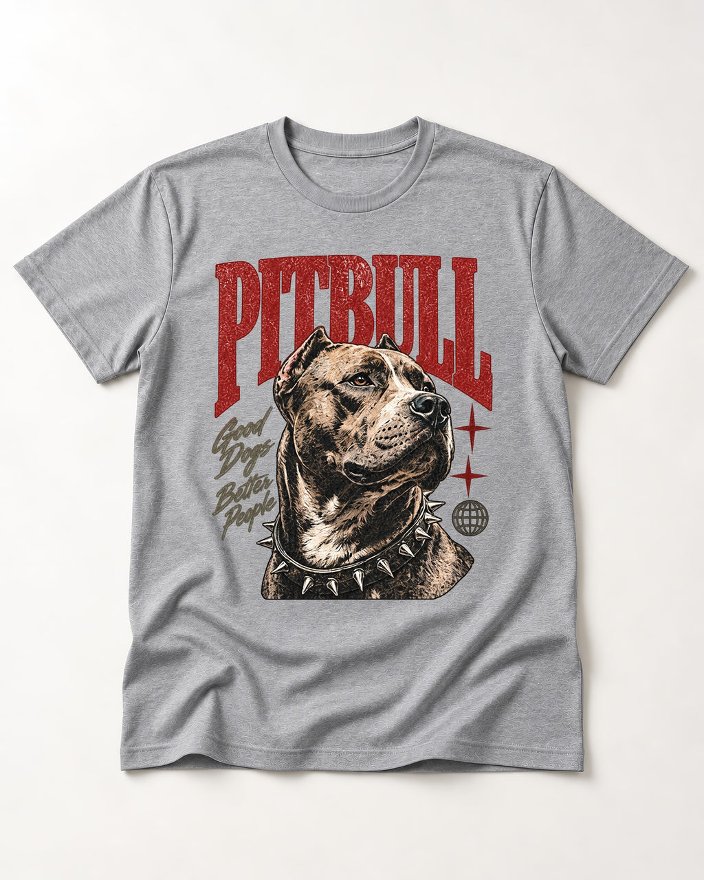 Pitbull Makes Better People T-Shirt in Sport Grey, flat lay product photo