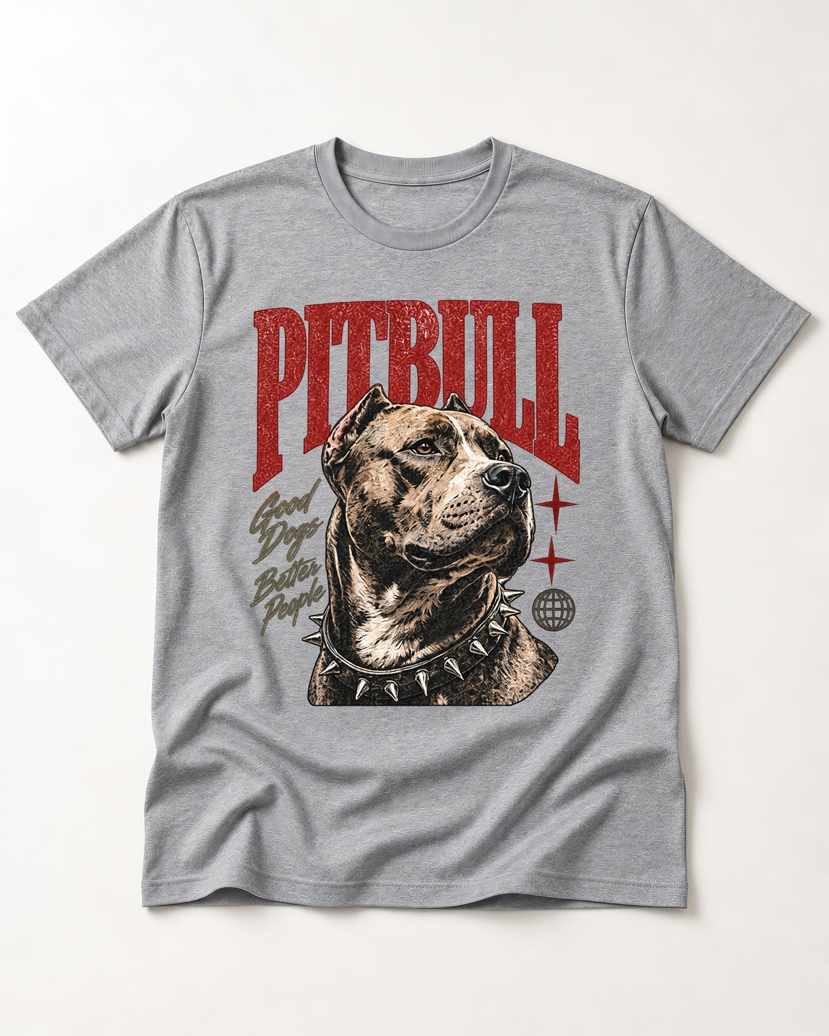 Pitbull Makes Better People T-Shirt in Sport Grey, flat lay product photo