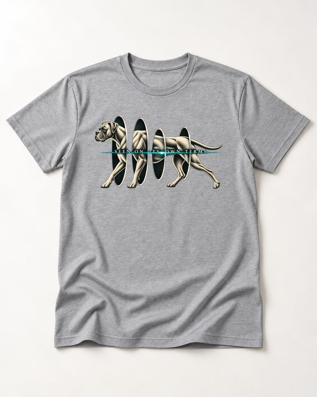 Boxer On Its Own Terms T-Shirt in Sport Grey, flat lay product photo
