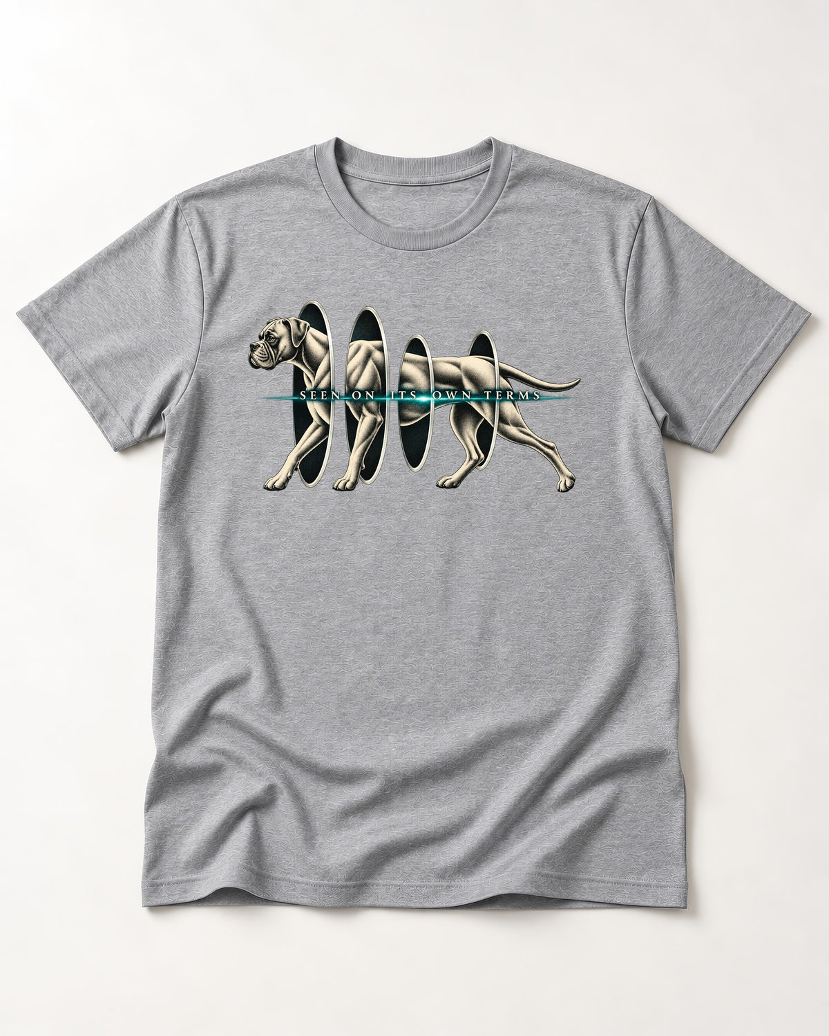 Boxer On Its Own Terms T-Shirt in Sport Grey, flat lay product photo