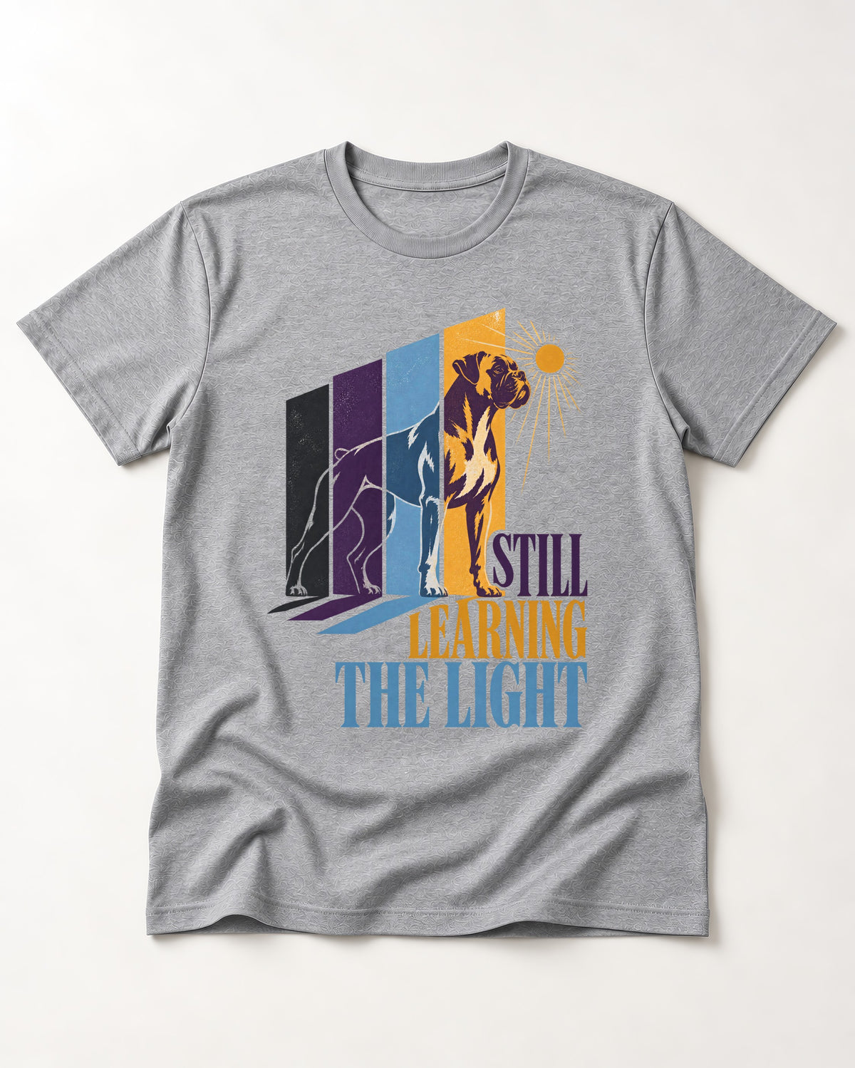 Still Learning the Light Boxer Doorway Progression Graphic T-Shirt in Sport Grey, flat lay product photo