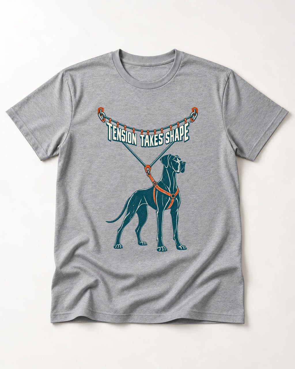 Great Dane Tension Takes Shape T-Shirt in Sport Grey, flat lay product photo