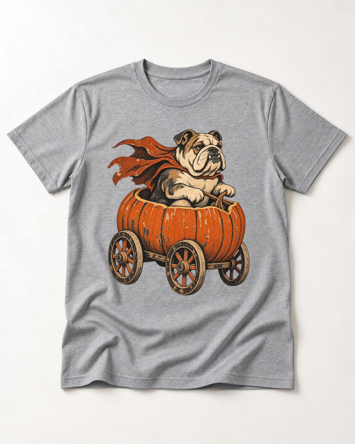 English Bulldog Midnight Magic T-Shirt in Sport Grey, flat lay product photo
